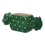 Krukor Bonbon AMIEL av keramik, med prickar, grön-vit, 20,5x8,5x8cm