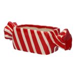 Kruka Bonbon AMIEL i keramik, med sneda linjer, röd-vit, 22,2x8,9x7,1cm