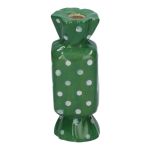 Fyrkantig blomvas Bonbon AMIEL i keramik, med prickar, grön-vit, 4,5x4,5x11,5cm