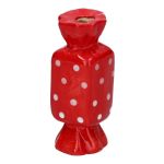 Fyrkantig blomvas Bonbon AMIEL i keramik, med prickar, röd-vit, 6,5x6,5x15cm