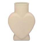 Dekorativ glasvas FILIPA i hjärtform, med fot, sandmatt, 15,5x8x22cm