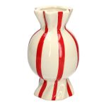 Rund blomvas Bonbon AMIEL i keramik, med längsgående ränder, röd-vit, 24,7cm, Ø14cm