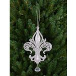 Akrylhängsmycke heraldisk lilja AZARIEL, glitter, silver, 15cm