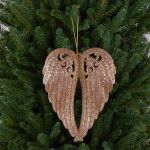Akrylhängsmycke änglavingar FASITA, glitter, guld, 15cm