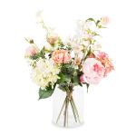 Konstgjord sommarblomsterbukett SHAMSI, rosa-vit, 45cm, Ø60cm