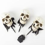 Halloween-stablampor dödskalle JERVIS med jordspett, LED-lampor, 3 st, 30cm