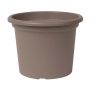 Rund blomkruka VENERA av återvunnen plast, med hål, taupe, 19cm, Ø25cm