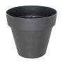 Rund blomkruka VINAYA i plast, med hål, antracit, 27cm, Ø30cm