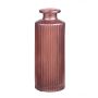 Flaskvas EMANUELA i glas, räfflat mönster, rosa-metallic, 13,2cm, Ø5,2cm