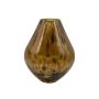 Blomvas RUSSELL, glas, rund, leopardmönster, brun-klar, 22cm, Ø17cm