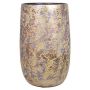 Vintage blomvas MAGO i keramik, sliten look, guld, 30cm, Ø19cm