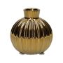 Keramikflaska OLLIVERA med räfflor, guldmetallic, 8,2cm, Ø8cm