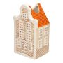 Dekorativ blomvas i form av ett hus HOMEN med motiv, keramik, beige-orange, 11,5x10,2x22cm