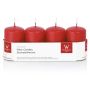 Adventskrans med blockljus JENARO, 4 st, röd, 8cm, Ø5cm, 18 timmar - Tillverkad i Tyskland