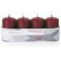 Adventskrans med blockljus JENARO, 4 st, bordeaux, 8cm, Ø5cm, 18 timmar - Tillverkad i Tyskland