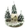 Dekorativt ljushus SEWARD, snölandskap, granar, LED-lampor, vit-grön, 25cm, Ø25cm