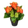 Konstgjord begonia SYLINA, svart dekorativ kruka, orange, 25cm