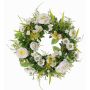 Konstgjord sommarkrans FAHIRA, ranunkel, prästkrage, krämfärgad, Ø25cm