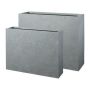 Rektangulär blomlåda KIRIMA, 2 st, glasfiber, grå, 75x19x59cm, 85x27x70cm