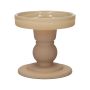 Ljusstake för blockljus KLEOFINA i glas, med fot, mat beige, 8,5cm, Ø8,5cm