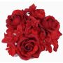 Textil ljuskrans INGA, ros, hortensia, röd, Ø10cm