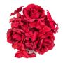 Textil ljuskrans INGA, ros, hortensia, röd, Ø10cm
