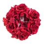 Textil ljuskrans INGA, ros, hortensia, röd, Ø15cm