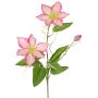 Konstgjord blomkvist av klematis DORAN, rosa-grön, 75cm, Ø11-13cm