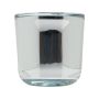 Värmeljushållare NICK av glas, glänsande silver, 7,5cm, Ø7,5cm