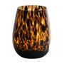 Rund te-ljusglas RUSSELL, leopardmönster, brun-klar, 12cm, Ø9cm