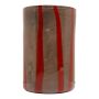 Cylindrisk glasvas ELISEO, linjemönster, brun-orange-klar, 30cm, Ø19cm