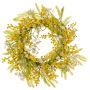 Konstgjord blomkrans med mimosa och slöjblomma MAFARA, gul-vit, Ø35cm