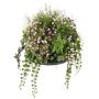 Konstblomsterarrangemang DANFIR med pelargon, mynta, ormbunke, klöver, vit-grön, 50cm, Ø32cm