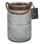 Ljuslykta OPALUS med rep, rombmönster, klar, 19cm, Ø12cm