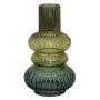 Dekorativ vas i glas SIGURD med räfflor, brun-konjak-blå-klar, 25,2cm, Ø14,6cm