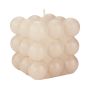 Dekorativ bubbelkandele MARAVILLA, krämfärgad, 8,5x8,5x8,5cm - Tillverkad i Tyskland