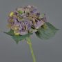 Konstgjord hortensia FUXIANG, mörklil-gul-grön, 50cm, Ø16cm