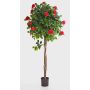 Konstgjord kameliaträd ERINA, äkta stammar, med blommor, cerise, 130cm