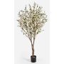 Konstgjord körsbärsträd ZADAR, äkta stammar, blommor, vit, 140cm