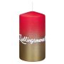 Stumpvaxljus JARDENA med text, Lieblingsmensch, antikröd-guld, 13cm, Ø7cm, 52 timmar
