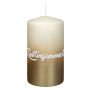 Stumpvaxljus JARDENA med text, Lieblingsmensch, bisquit-guld, 13cm, Ø7cm, 52 timmar