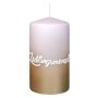 Stumpvaxljus JARDENA med text, Lieblingsmensch, blekrosa-guld, 13cm, Ø7cm, 52 timmar