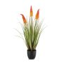 Konstgjord fackellilja FLORENS i dekorativ kruka, röd-orange, 90cm
