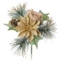 Dekorativt arrangemang med julstjärna och tall HERMINA med present, stödpinne, guld, 21cm, Ø17cm