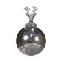 Julgranskula NUMI i glas, hjort, antiksilver, Ø10cm
