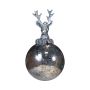 Julgranskula NUMI i glas, hjort, antiksilver, Ø8cm
