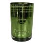 Tealjusglas CHRISTIANO med rutmönster, grönt-mat-silver-glänsande, 18cm, Ø12cm