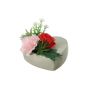 Konstgjord blomsterarrangemang med nejlika, ros, sedum och agave BODIL, dekorativ kruka, röd-rosa, 10cm, Ø17cm