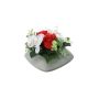 Konstgjord blomsterarrangemang med Phalaenopsis-orkidé och ros DITTE, dekorativ kruka, röd-vit, 12cm, Ø21cm