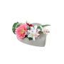 Konstblomsarrangemang med gerbera, orkidé, ros och lilja ERENE, dekorativ kruka, rosa-vit-cerise, 12cm, Ø25cm